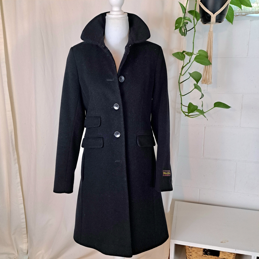DKNY Lambswool Cashmere Midi Button Front Dress Coat Sz4